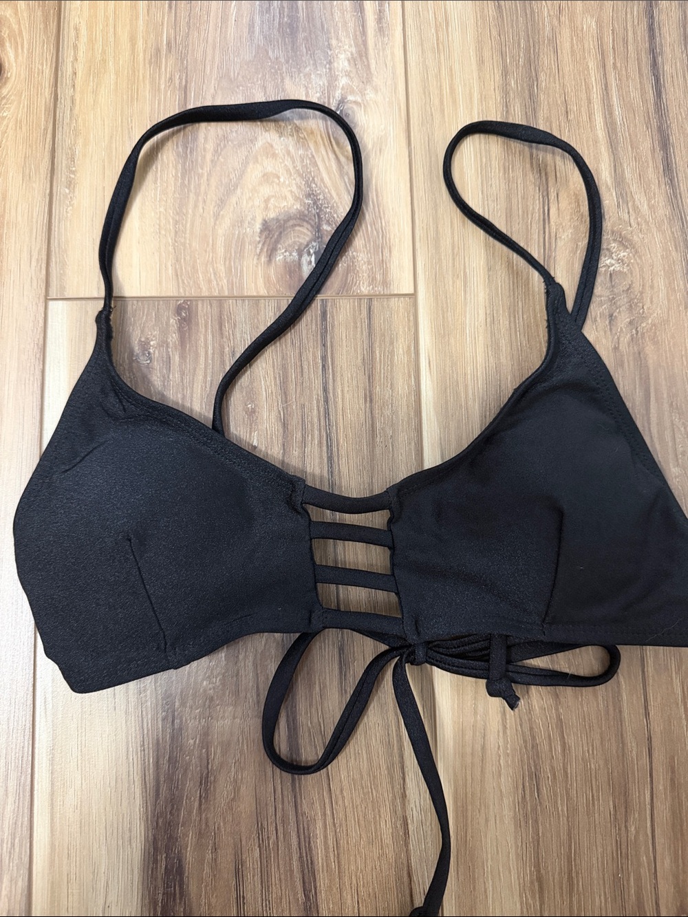 Black Ladder-Front Bikini Top